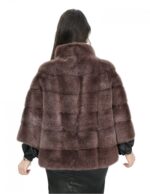 Onion fur jacket 44 mink cape model with short sleeves and piping - Image 6