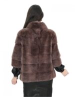 Fur jacket 44 onion mink short sleeve hooks closure mandarin collar - Image 6