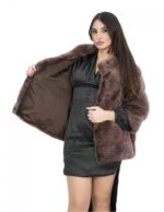 Fur jacket 44 onion mink short sleeve hooks closure mandarin collar - Image 7