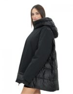 Black 54 down jacket with hood, zip closure, external pockets - Image 3