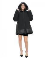 Black 56 down jacket with hood, zip closure, external pockets - Image 5