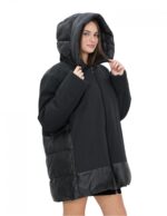 Black 56 down jacket with hood, zip closure, external pockets - Image 4