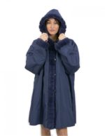 52 Fur Rex reversible coat down side and fur side blue color with hood