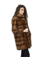 54 Golden cappotto 82cm pelliccia di visone orizzontale manica 3/4 collo pistagna