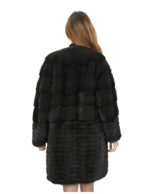 Cappotto braschi aurora grigio 46 pelliccia visone orizzontale a fasce grandi e sottili collo chanel