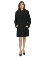 Black 44 Persian swakara coat with fur belt, chest collar and long sleeve lapel - Image 6