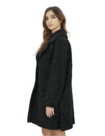 Black 44 Persian swakara coat with fur belt, chest collar and long sleeve lapel - Image 3