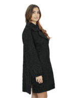 Black 44 Persian swakara coat with fur belt, chest collar and long sleeve lapel - Image 4