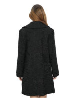 Black 44 Persian swakara coat with fur belt, chest collar and long sleeve lapel - Image 5
