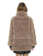 Women's 70cm Powder Mink Horizontal Fur Coat 3/4 Sleeve - Image 6