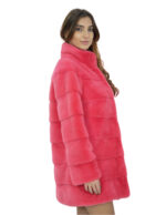 Women's coral fur mink outer pockets 44 horizontal mandarin collar long 86 cm - Image 4