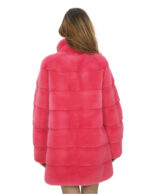 Women's coral fur mink outer pockets 44 horizontal mandarin collar long 86 cm - Image 6