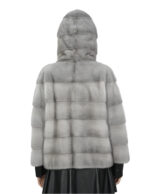 Damen Saphirpel Nerz Kapuzenjacke 44 Ärmel Dreiviertellänge Horizontaler Hakenverschluss – Bild 6