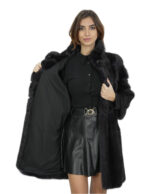 Mink fur jacket 86 cm long 44 horizontal and dark gray full leather 3/4 sleeve - Image 7