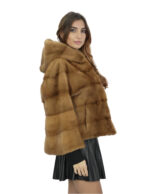 Women's 48 gold gold bell-sleeved mink fur jacket 58 cm long - Image 4