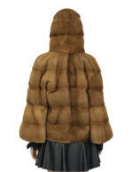 Women's 48 gold gold bell-sleeved mink fur jacket 58 cm long - Image 6