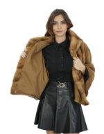 Women's 48 gold gold bell-sleeved mink fur jacket 58 cm long - Image 7