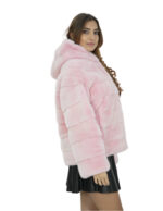 Pink Mink Jacket Soft Fur 46 Hood Long Sleeve Closure Hooks - Image 4