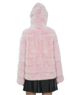 Pink Mink Jacket Soft Fur 46 Hood Long Sleeve Closure Hooks - Image 6