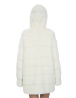 Оптическая белая шуба 46 норка с длинным рукавом горизонтальная застежка крючки внешние карманы — изображение 6