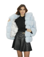 64 cm long jacket 44 light blue fox fur with long sleeves and hood - Image 7