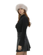 Pink fox fur headband earmuffs or neck warmers with elastic band - Image 3