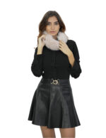 Pink fox fur headband earmuffs or neck warmers with elastic band - Image 4