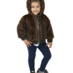 Bomber pelliccia visone per bambini 4 anni cappuccio zip elastico