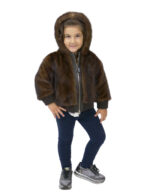 Bomber pelliccia visone per bambini 4 anni cappuccio zip elastico