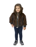 Mink fur bomber jacket for children 4 years with elastic zip hood - Image 4