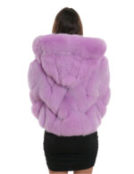42 transversal fox fur jacket with long sleeve and fuchsia hood with zip closure - Image 6