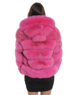 Horizontale Fuchspelzjacke 44 3/4 Ärmel und fuchsiafarbene Kapuze mit Hakenverschluss – Bild 6