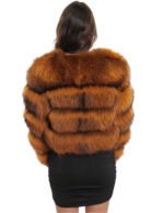 Giacca volpe pelliccia corta collo chanel 42 arancione sfumato manica lunga chiusura ganci