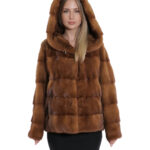 Giacca gold visone pelliccia 46 coulisse vita e cappuccio manica tre quarti cappuccio tasche esterne