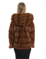 Gold mink jacket fur 48 drawstring waist and hood three-quarter sleeve hood external pockets - Image 6