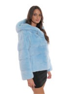 Аквамариновая куртка, мех норки, 44, кулиска, талия и капюшон, рукав три четверти, капюшон, внешние карманы — изображение 4