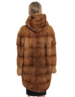 Damen 48 gold gold langer Mantel mit horizontalem Nerzfell 80 cm lang – Bild 5