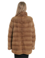 Women's redglow beige fur mink mug pockets 50 horizontal mandarin collar 72 cm long - Image 6