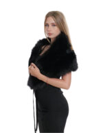 Collo a due fasce nero con nastri a chiusura fodera in velluto molto grande stola