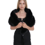 Collo a due fasce nero con nastri a chiusura fodera in velluto molto grande stola