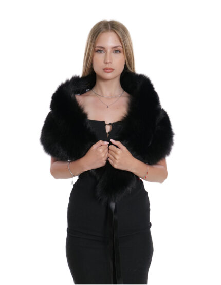 Collo a due fasce nero con nastri a chiusura fodera in velluto molto grande stola