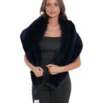 Collo a due fasce blu con nastri a chiusura fodera in velluto molto grande stola