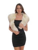 Collo lungo in pelliccia di volpe bianco sfumato marrone a punta fodera