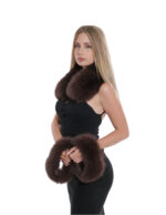 Collo e polsi in pelliccia di volpe colore marrone collo foderato piccolo e polsi non foderati da cucire