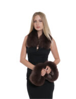 Collo e polsi in pelliccia di volpe colore marrone collo foderato piccolo e polsi non foderati da cucire