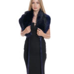 Stola in volpe a due fasce con nastri a chiusura e fodera velluto nero