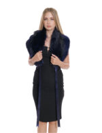 Stola in volpe a due fasce con nastri a chiusura e fodera velluto nero