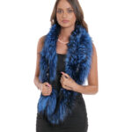 Girospalle piccola stola in pelliccia di volpe blu elettrico con fodera in raso nero chiusura elastico