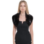 Colletto tondo in pelliccia di visone mogano fodera nera raso pelle intera