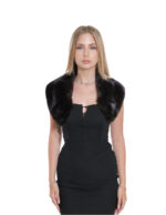 Colletto tondo in pelliccia di visone mogano fodera nera raso pelle intera